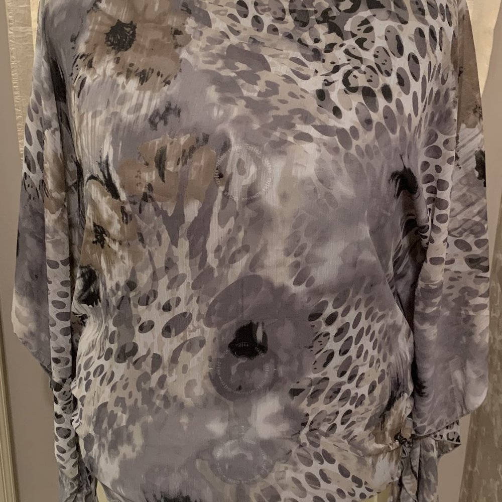 Gray Multicolored Blouse -  2X